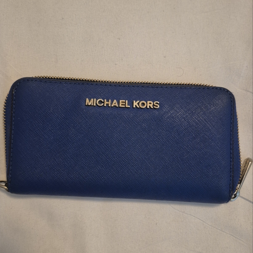 Michael Kors Cobalt Blue Wallet with Gold Accents